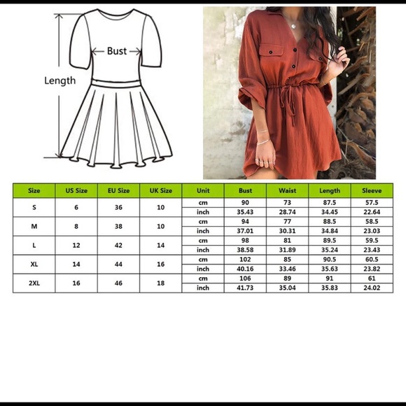 New Cotton Flax Short Summer Dress S-XXL - Picture 2 of 4